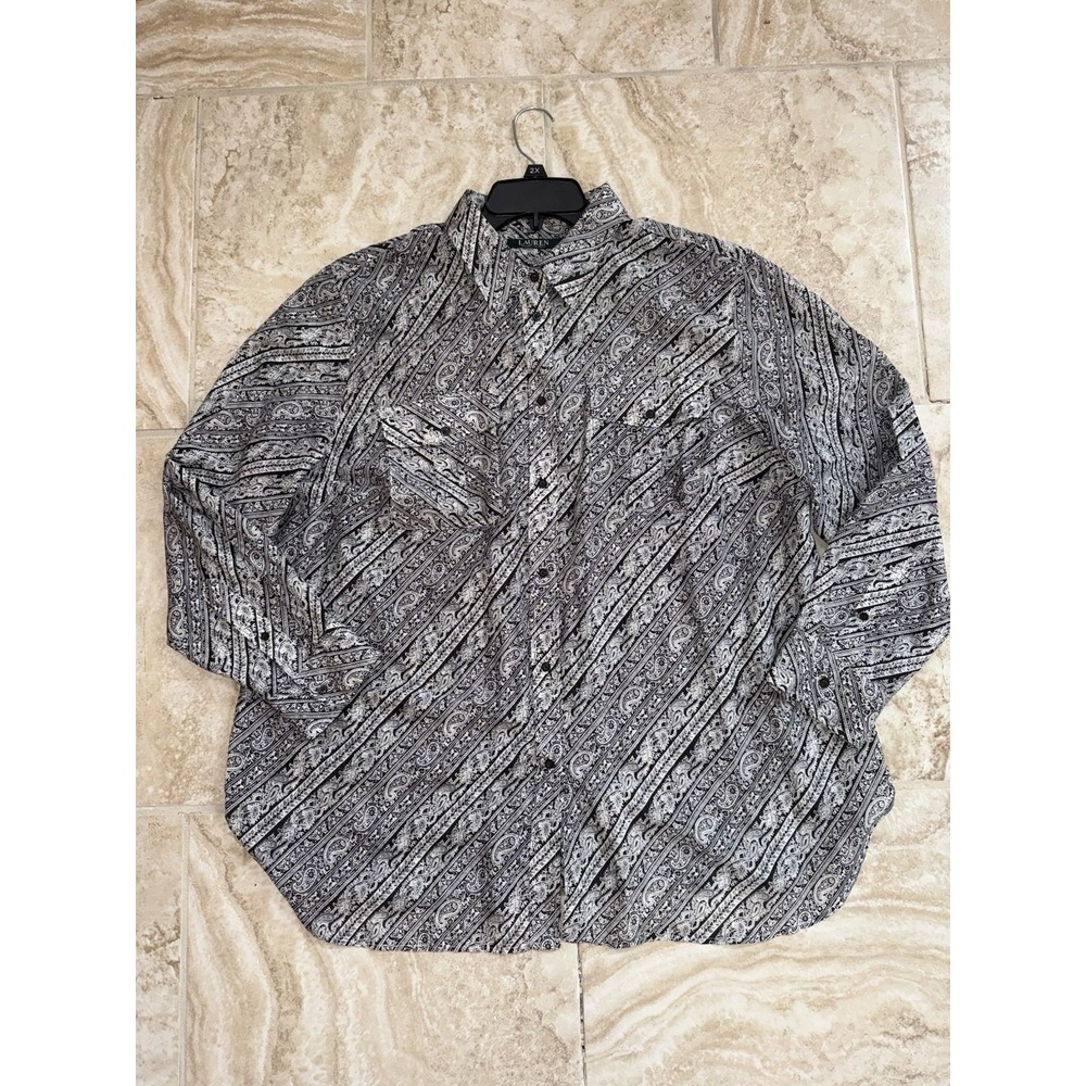 Lauren Ralph Lauren Paisley Cotton Silk Blend‎ Button Front Long Sleeve 2X